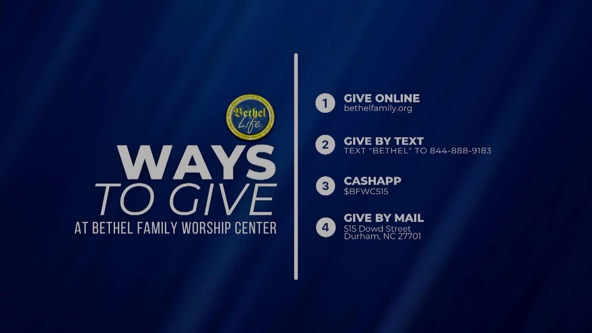 Sunday Service @ Bethel Family Worship Center